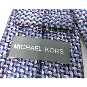 MICHAEL KORS Men's Silk Blend Necktie Designer 3D Blue Pink Black White Print